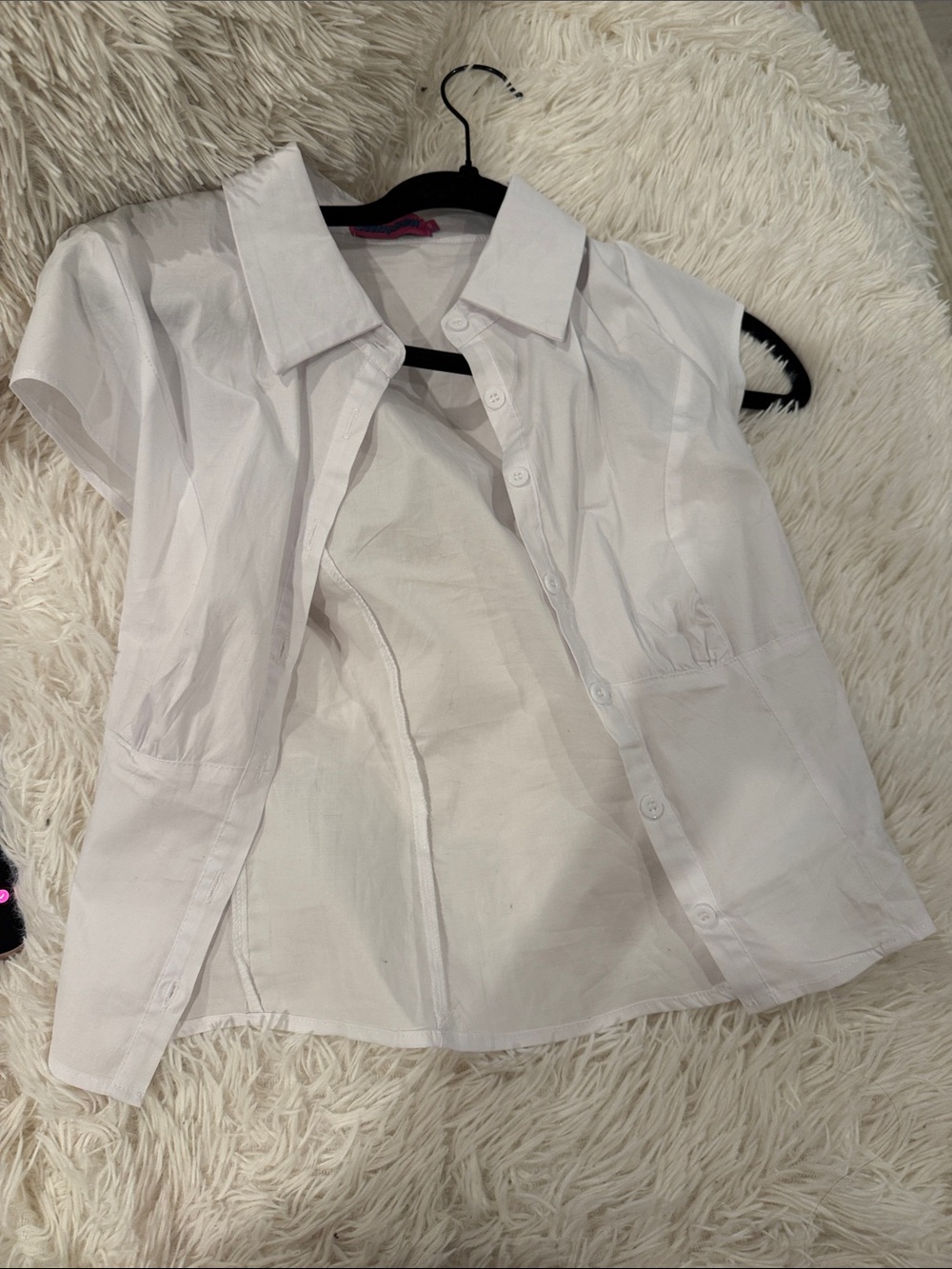 Edikted Girls White Short Sleeve Button-Down Shirt
